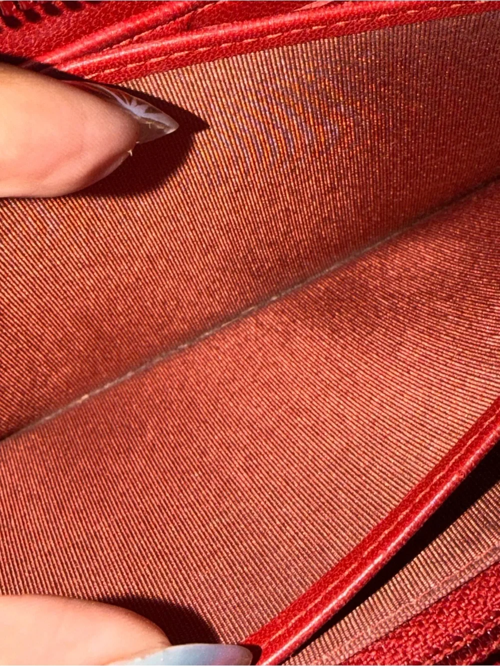 CHANEL Red Quilted Caviar Leather Leboy Zip Wallet- GOOD CONDITION